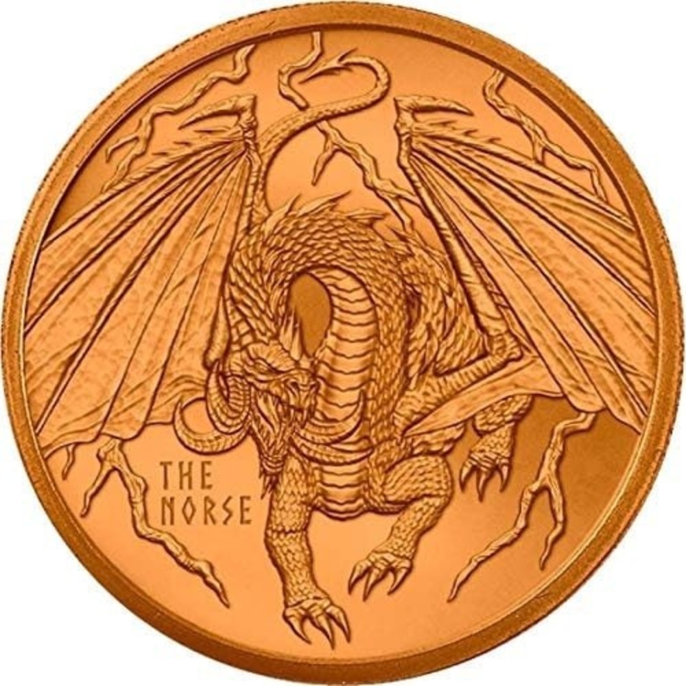 The Norse Dragon 1 oz Copper Round, World of Dragons Series